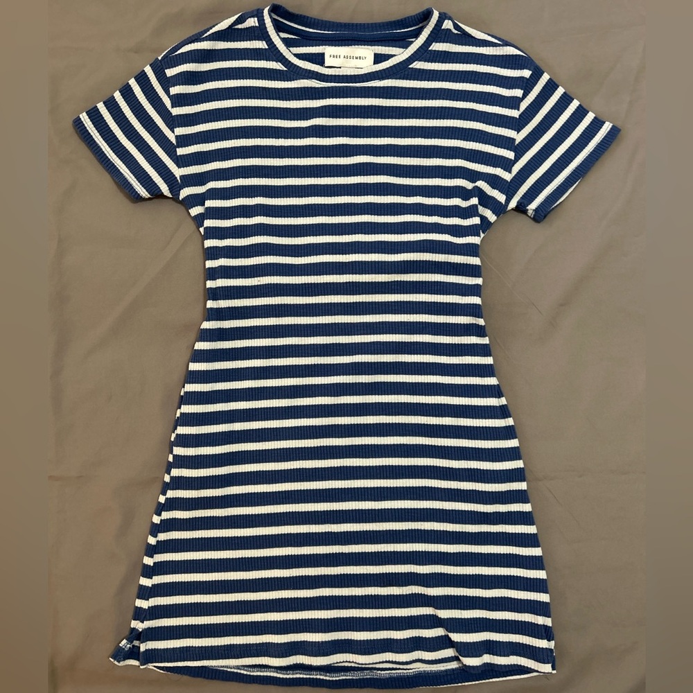 Free Assembly Navy and White Striped Midi Dress